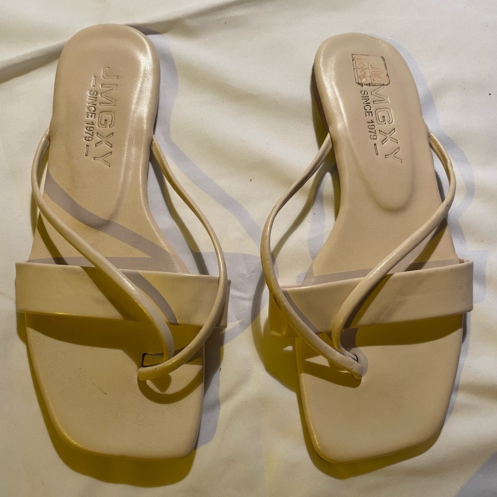 Cream Flip Flops - Size 6